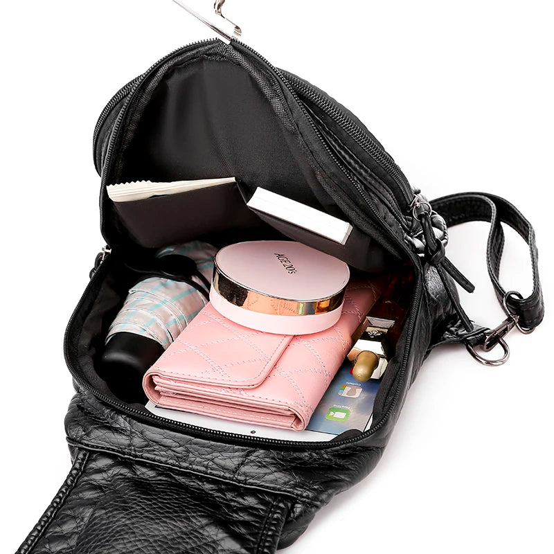 Sheepskin Travel Backpack Women Leather Mochila Feminina