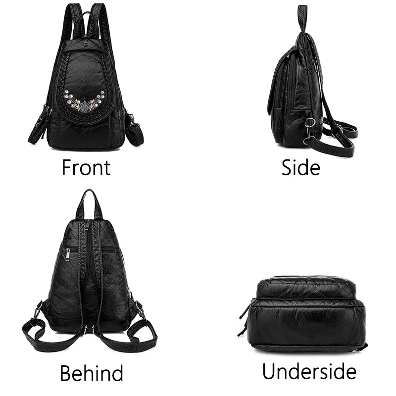 Sheepskin Travel Backpack Women Leather Mochila Feminina