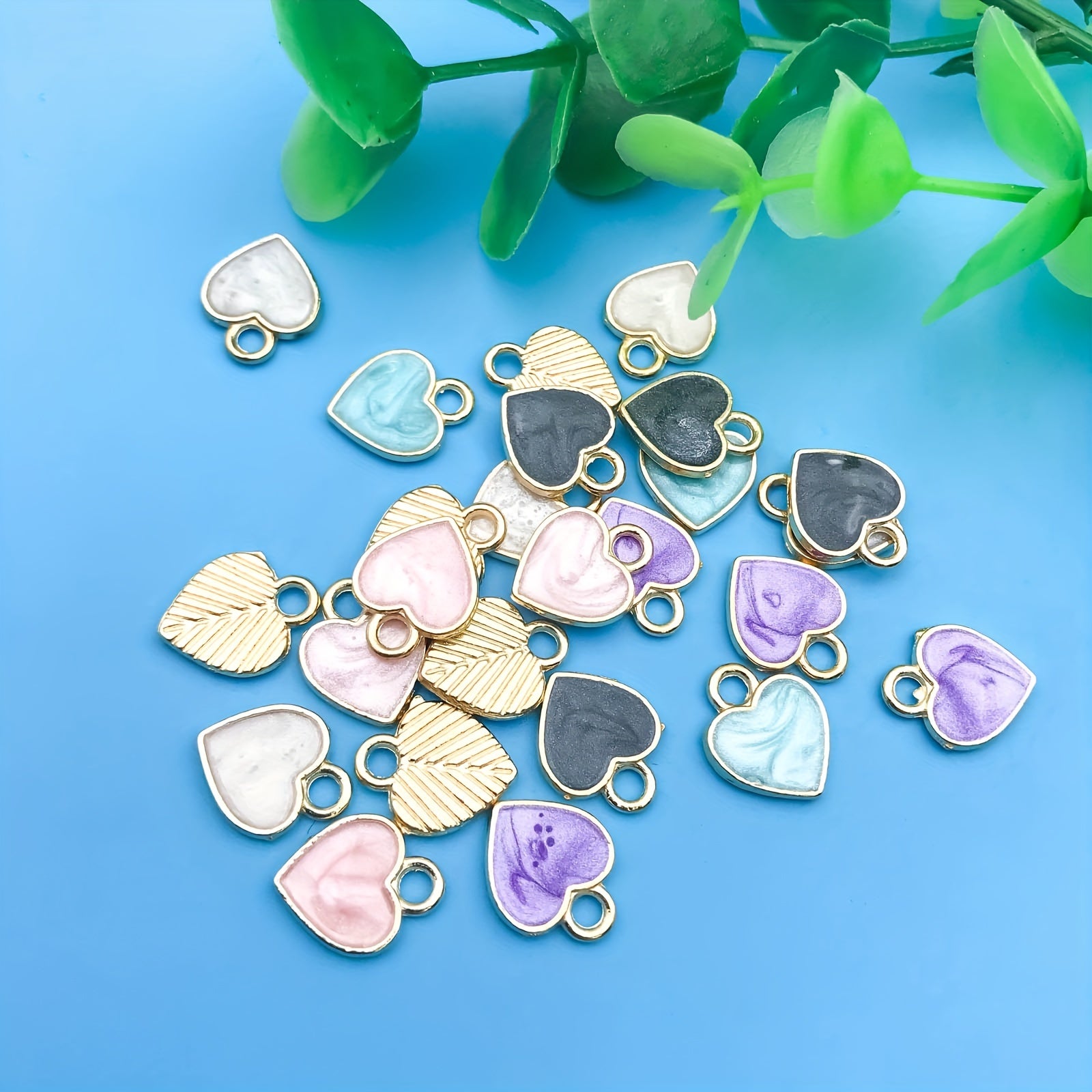 Enamel Heart Shaped Charms Pendants Set for DIY Jewelry Making