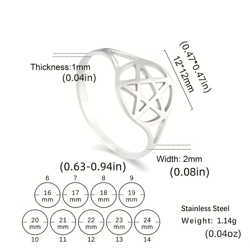 Stainless Steel Pentagram Symbol Ring for Men