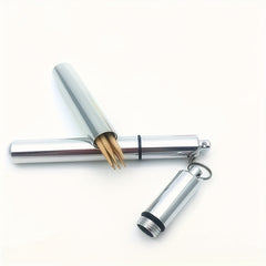 Pocket Toothpick Holder Metal Pill Box Key Ring Portable