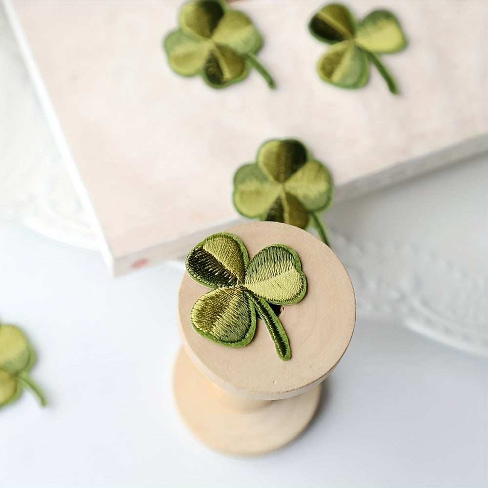 10pcs Clover Patches Iron On Heat Patches For Jackets Sew On Patches