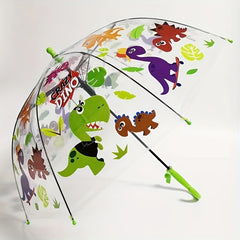 Kids Clear Bubble Umbrella With Easy Grip Handle Dinosaur Dots Rocket Flower