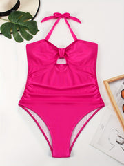  Keyhole Halter One Piece Bathing Suit
