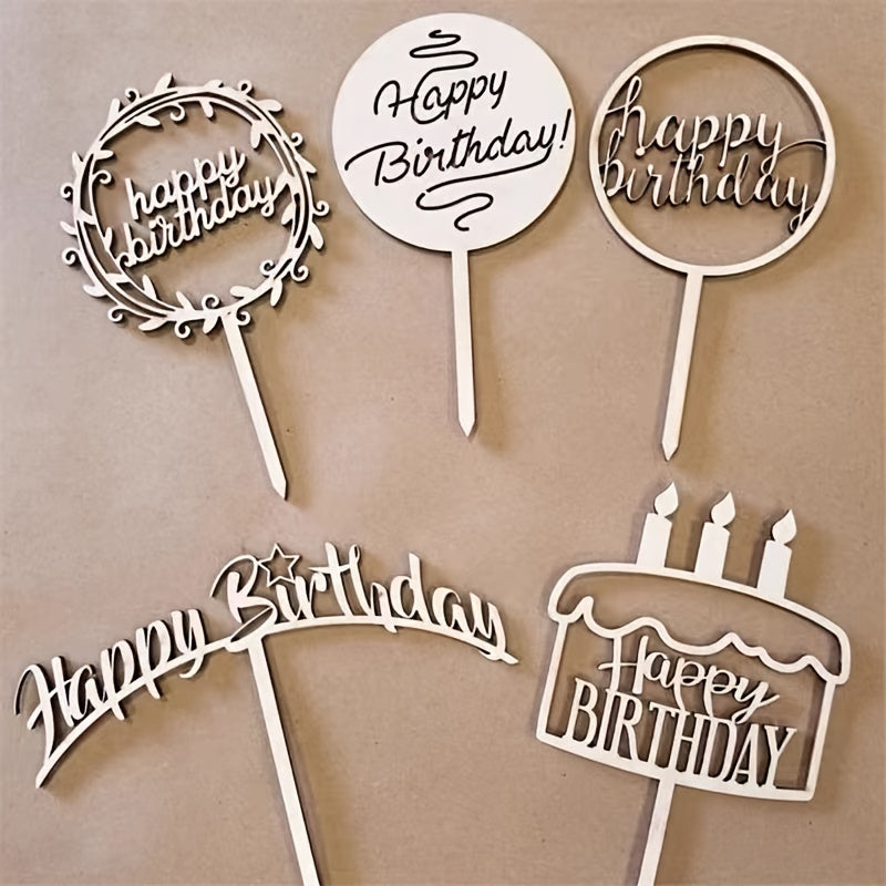 Wooden Cake Decor Party Tassel Stand Cake Sticker