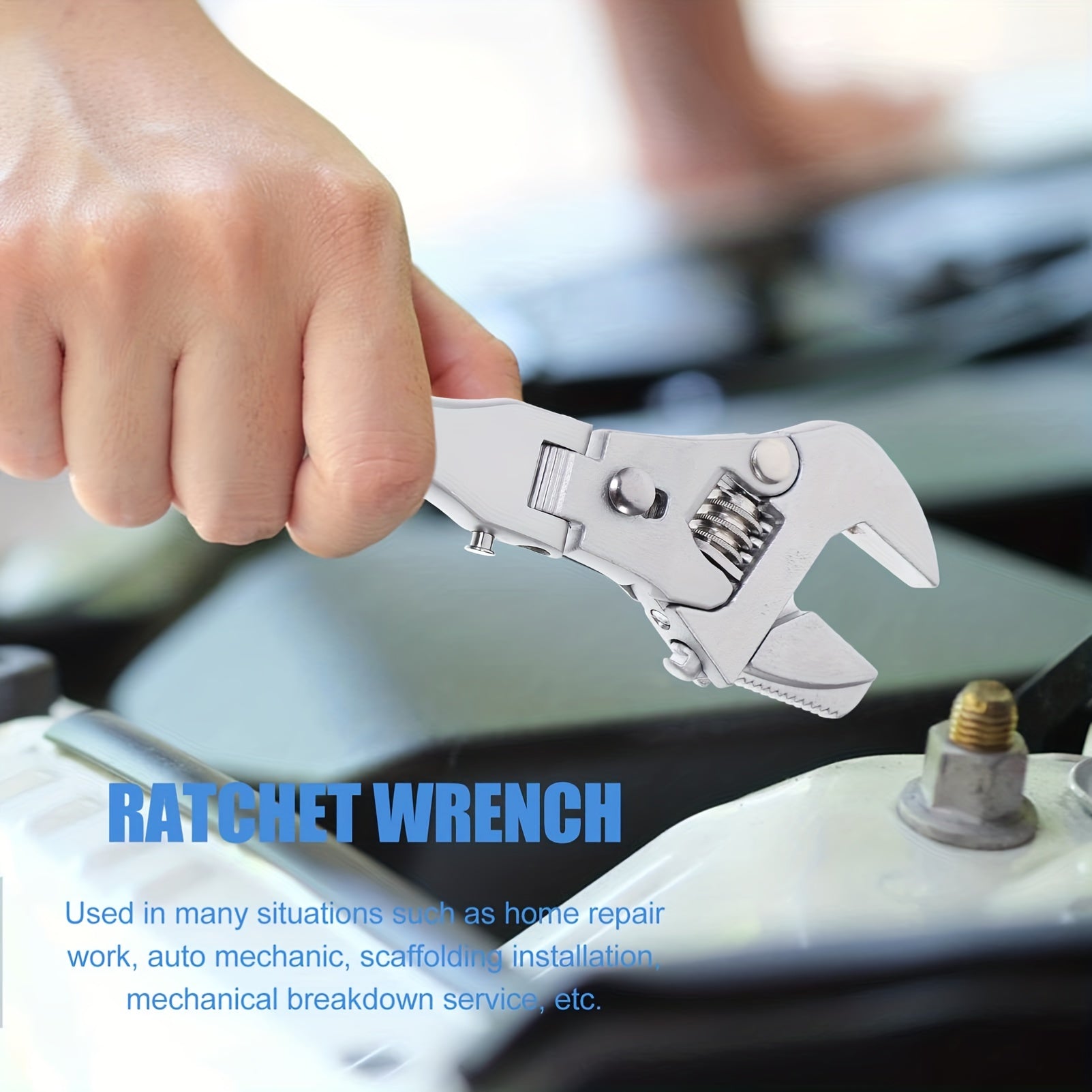 Adjustable Ratcheting Wrench 180 Degree Folding 5-in-1 Torque Wrench