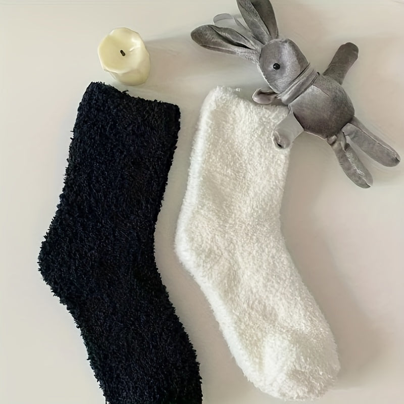 4 Pairs Fuzzy Socks Warm Mid Tube Women's Stockings