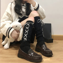 Cross Strappy Leg Warmers & Knee High Socks Women's Stockings