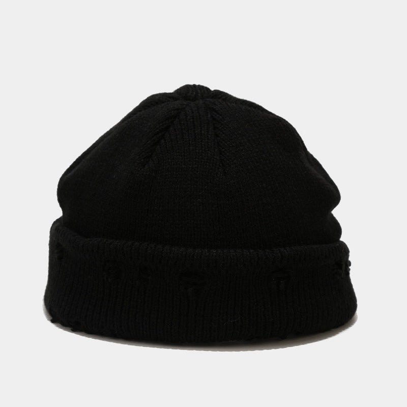 Ripped Knitted Hat Woolen Hat Embroidery Hip hop Cap Unisex