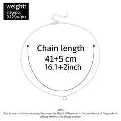 Small Ring Pendant Necklace Silver Alloy Elegant Women Girls
