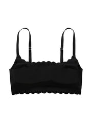 Scallop Trim Seamless Bra Wireless Everyday Bra Women's Lingerie