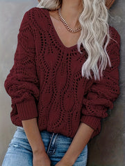 V Neck Cut Out Sweater for Women
