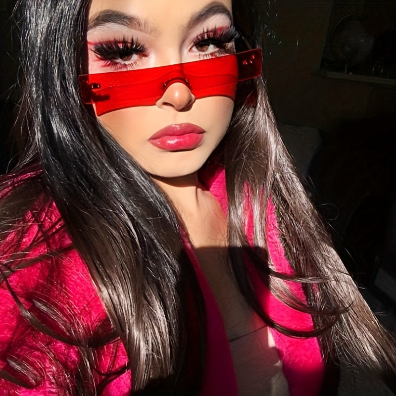 Rhinestone Rectangle Sunglasses UV400