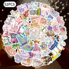 52pcs Pastel Playground Theme Stickers for Bikes & Gear