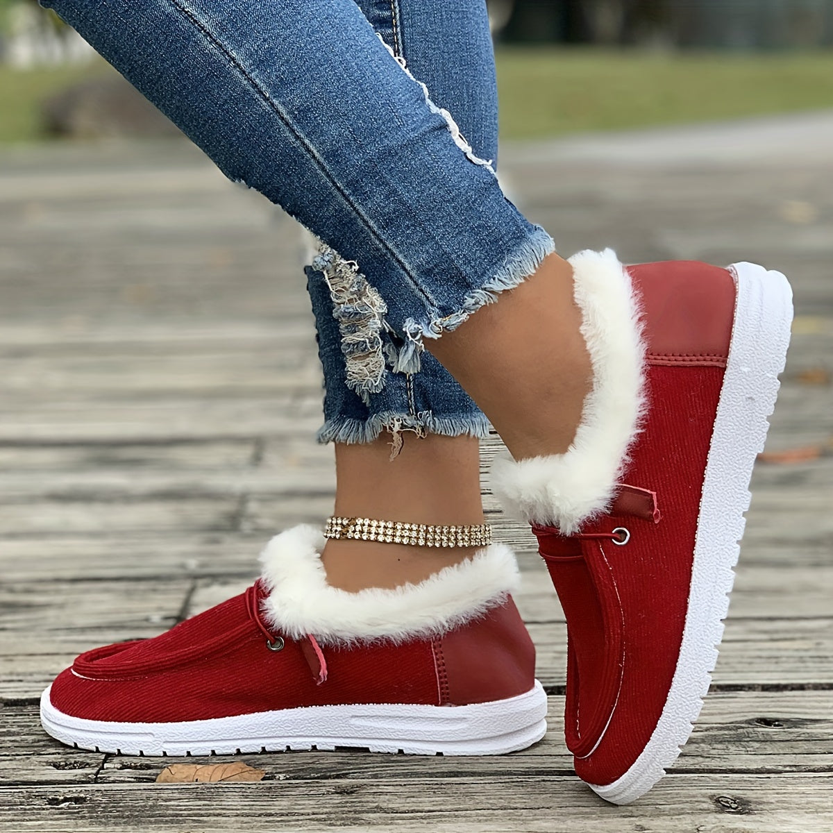 Plush Lined Snow Boots Keep Warm Round Toe Flat Winter Shoes