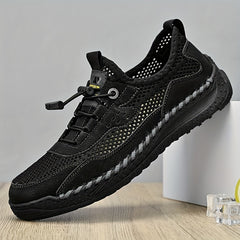 Men's No Tie Lace Mesh Sandals Breathable Outdoor Walking Shoes