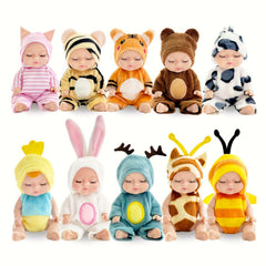 10pcs 4 inch Realistic Animal Costume Dolls Soft Plush Mini Stuffed Animals