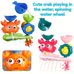 Suction Cup Bath Toy Set for Kids, Rotating Water Wheel Fun