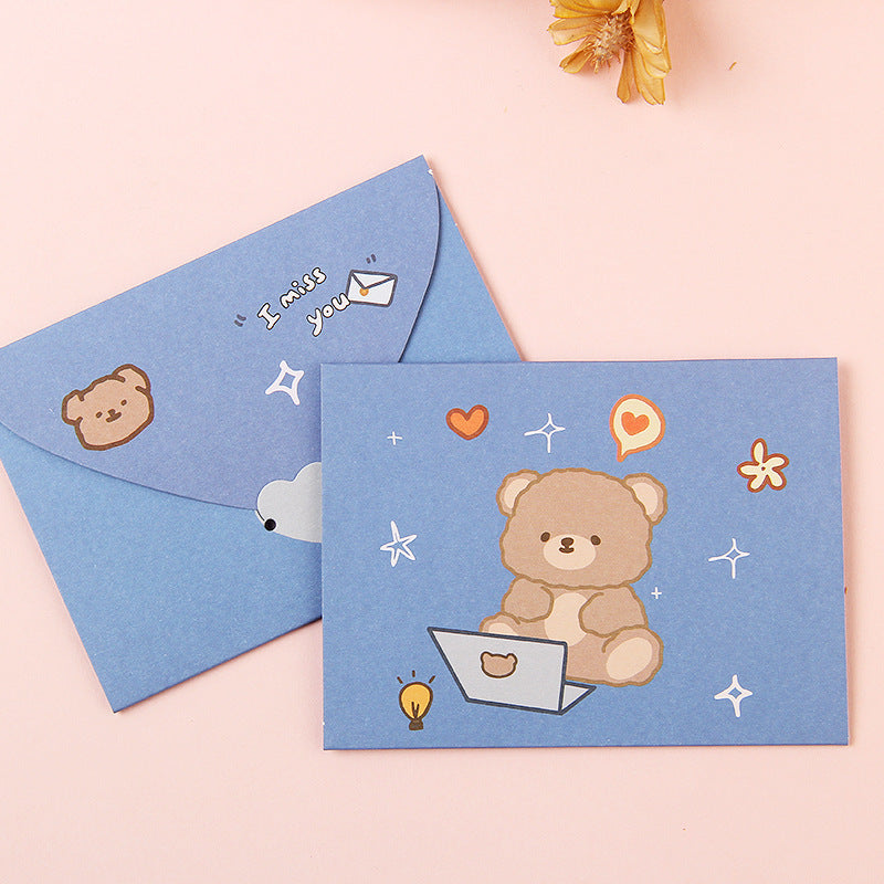 10pcs Cartoon Greeting Card DIY Holiday Bouquet Card Birthday Postcard