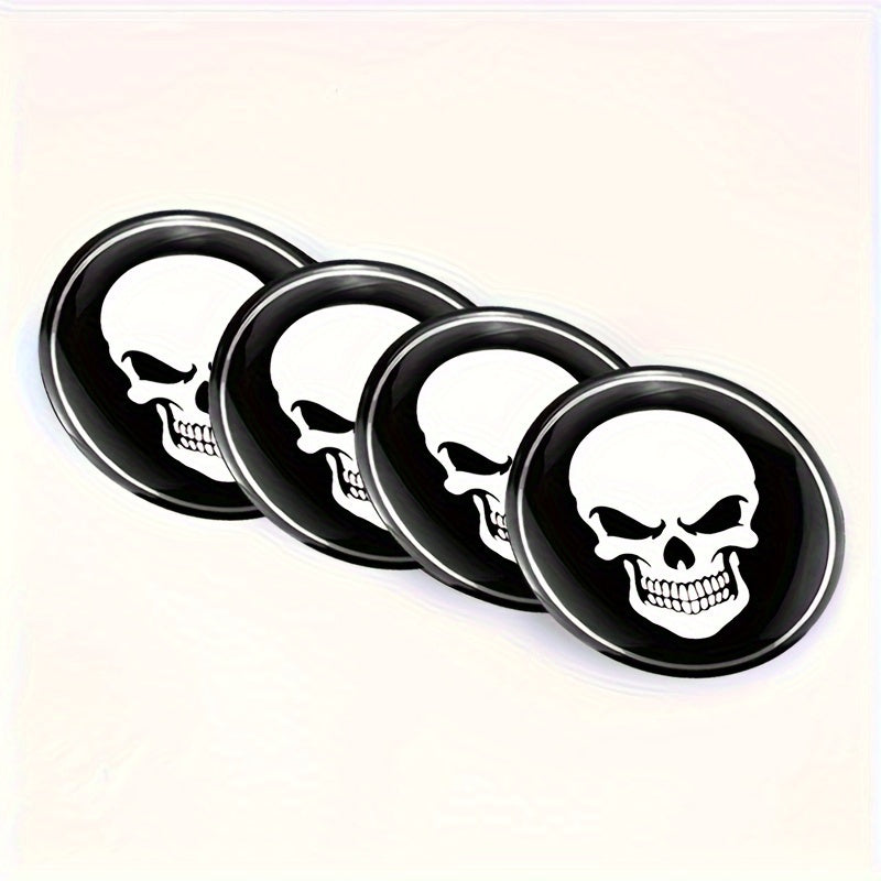 4pcs Skeleton Skull Car Wheel Center Hub Cap Stickers 56mm Car Accessories