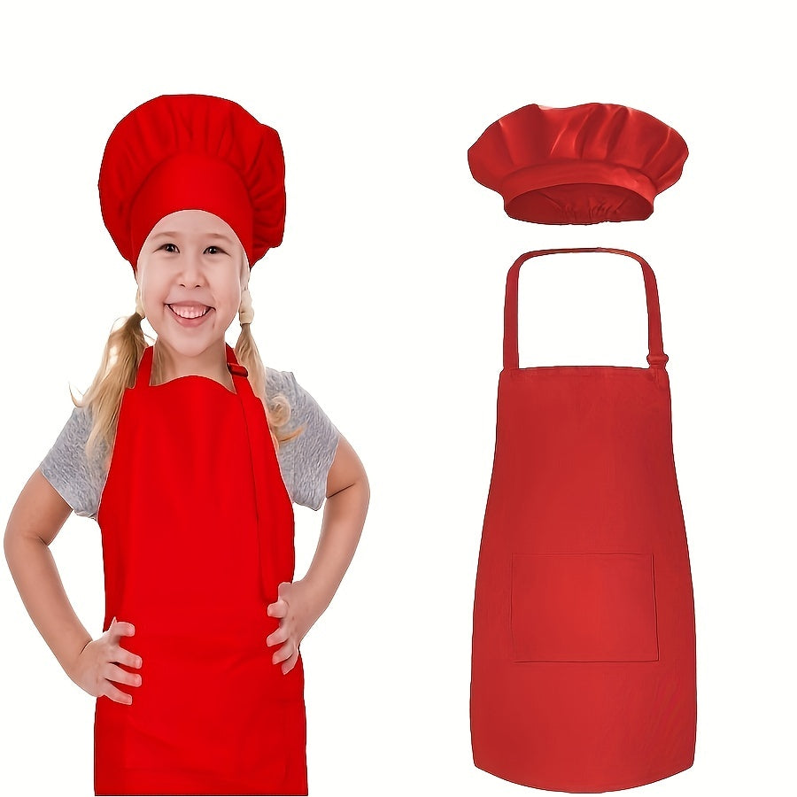 Kids Apron and Chef Hat Set Skincare-Friendly with Pockets