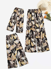 Women's Plus Size Tropical Print Wide Leg Pants Floral Print