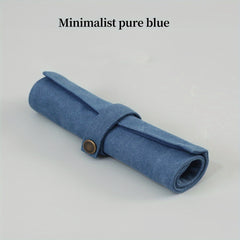 Snap Button Pen Curtain Roll Pen Bag Canvas Folding Stationery Bag