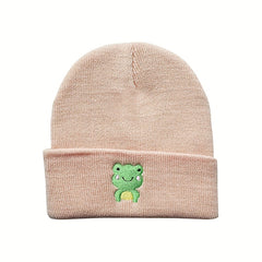 Men's Embroidered Knitted Frog Warm Hat