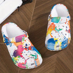 Women's Graffiti Clogs Closed Toe Slip On Slide Shoes