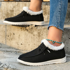 Women's Fleece Liner Thermal Loafers Flat Shoes