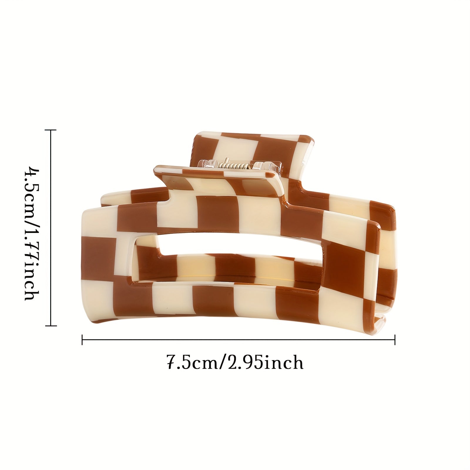Brown Hair Clip Barrettes Rectangular Claw Clips For Women No Slip Grip