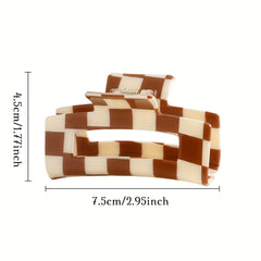 Brown Hair Clip Barrettes Rectangular Claw Clips For Women No Slip Grip