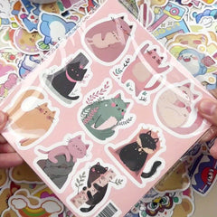 60 Pig Cartoon Stickers Fun Vinyl Decals for Devices & More
