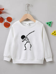 Funny Hip Hop Skeleton Print Boys Casual Pullover Sweatshirt