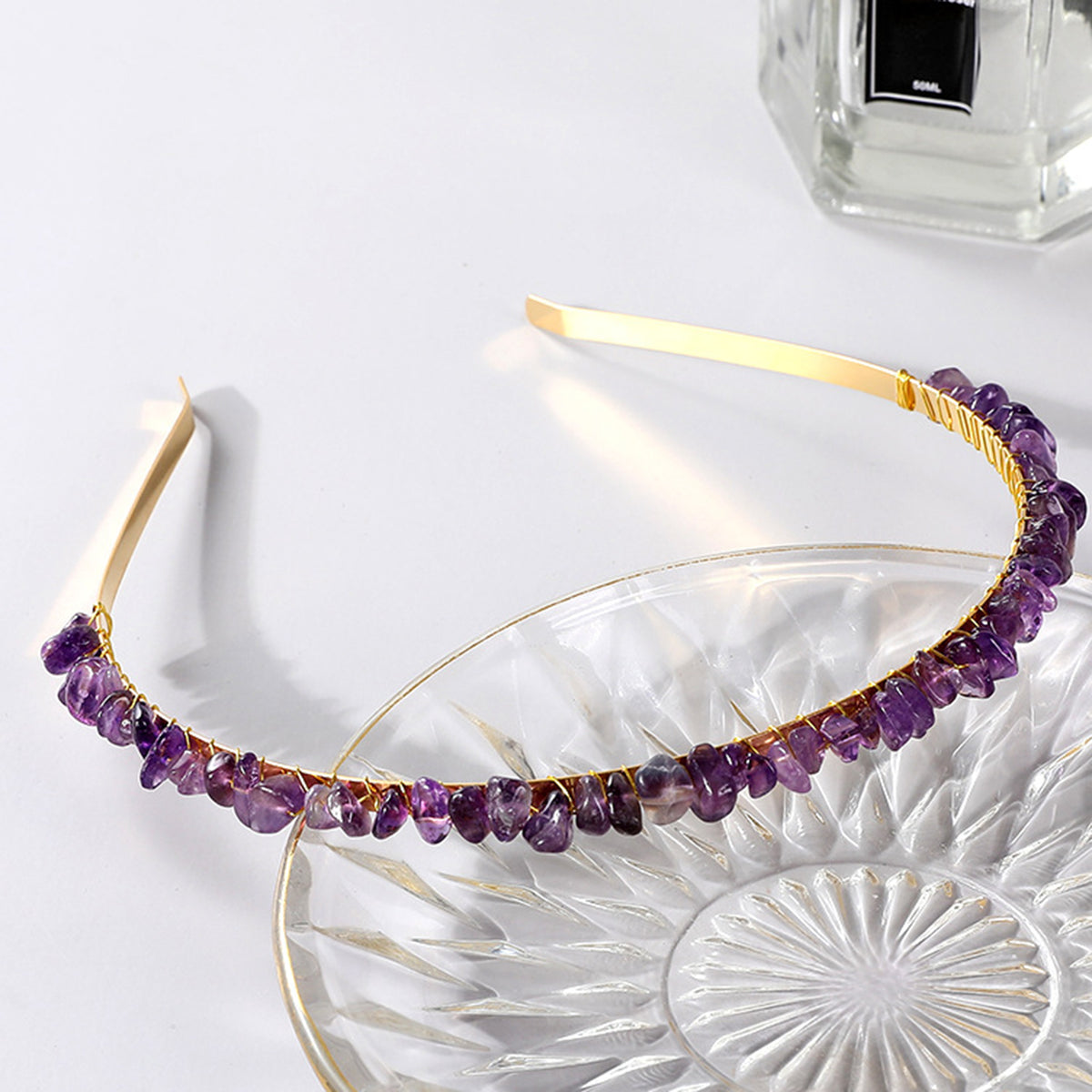 Crystal Quartz Headband Amethyst Hair Accessories Mermaid Tiara Princess Crown