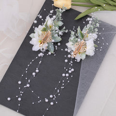 2pcs Flower & Tassel Hair Clip Faux Pearl Barrette Headwear