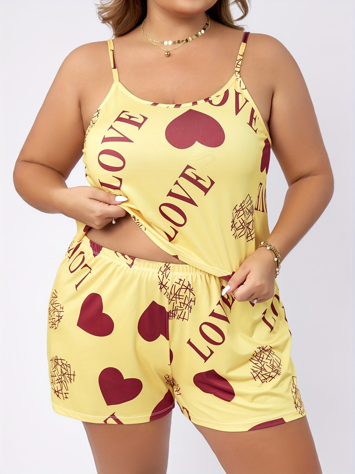  Heart Print Pajama Set