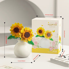 Building Block Flower Arrangement with Vase Toy Decorations