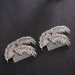 Bridal Hair Comb Rhinestone Leaf Headdress Wedding Hair Pin