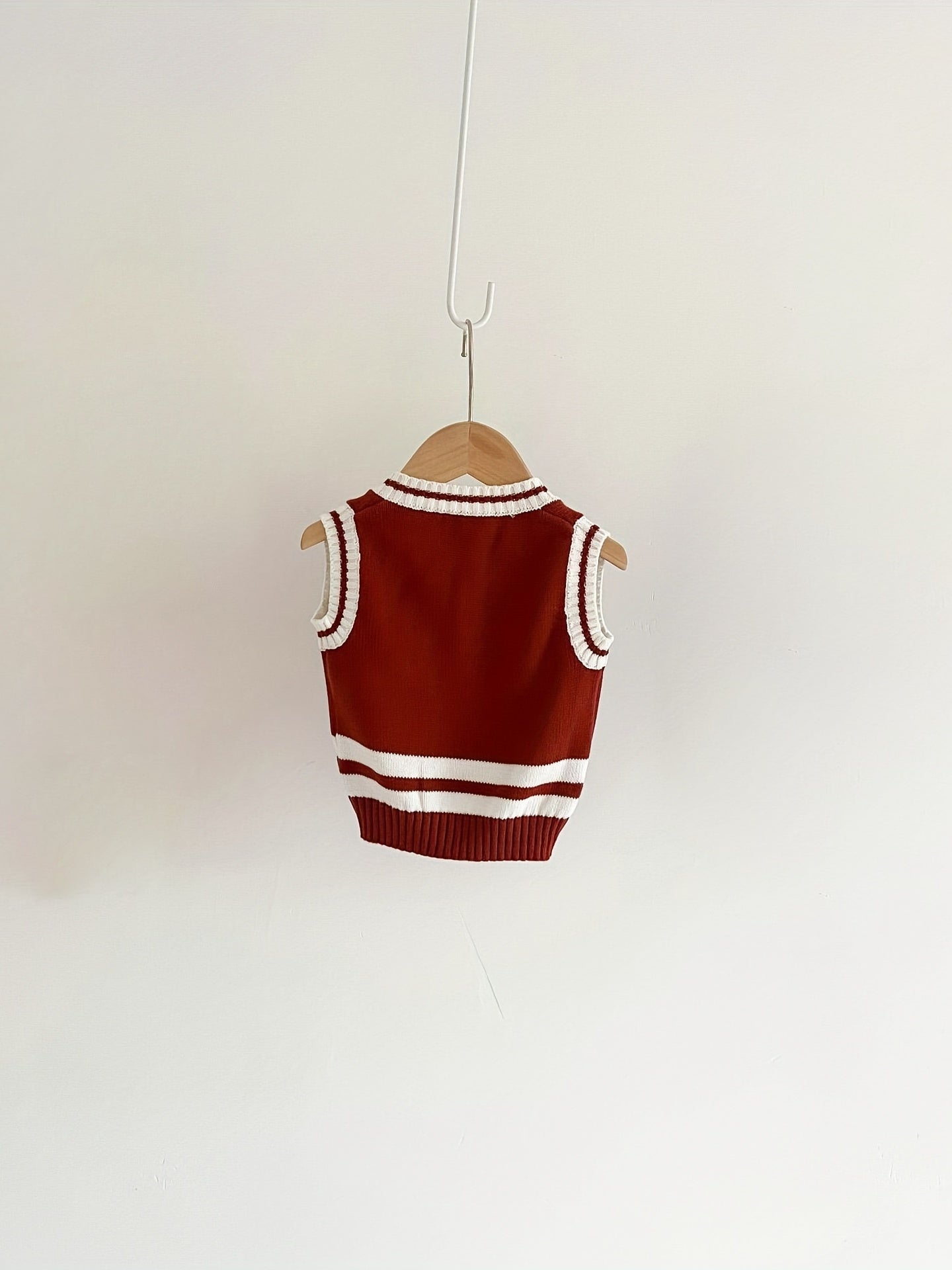 Baby Knitted Vest Kids Cotton Striped V Neck Sweater Top