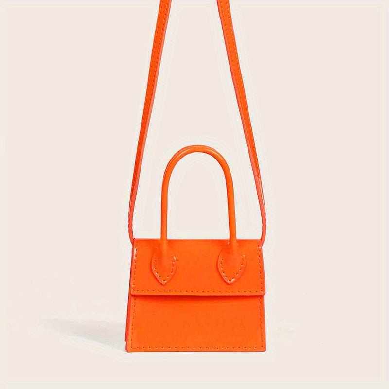 Glossy Solid Mini Shoulder Bag PU Leather Crossbody Bag