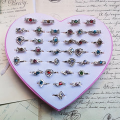 5pcs Children's Adjustable Diamond Alloy Ring