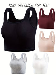 5pcs Ribbed Tank Tops Sleeveless Slim Fit Women Lingerie