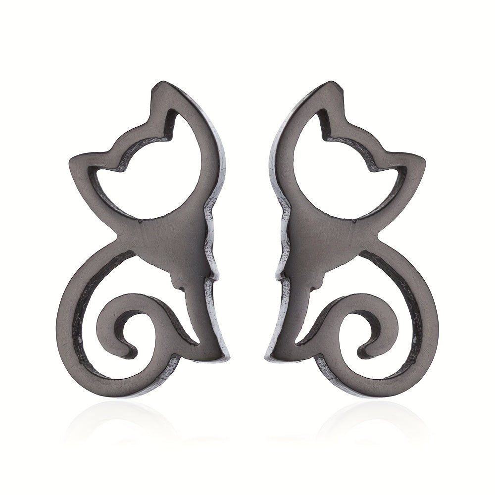 2pcs Men's Kitten Ear Studs Stainless Steel Ear Accessories