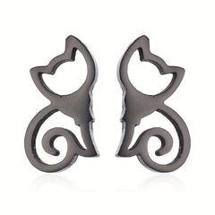 2pcs Men's Kitten Ear Studs Stainless Steel Ear Accessories