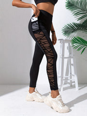 Mesh Stitching Sports Leggings High Waist Yoga Fitness Pants