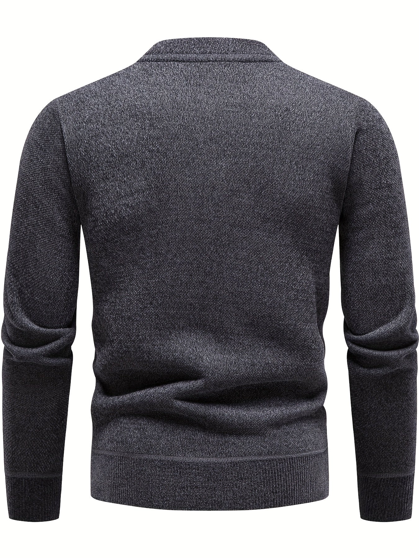 Knitted Solid Sweater Men's Crew Neck Pullover