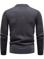 Knitted Solid Sweater Men's Crew Neck Pullover