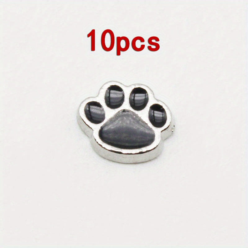Pet Photo Frame Glass Charm I Love Dogs Dog Paw Bone Floating Animal 10 Pack
