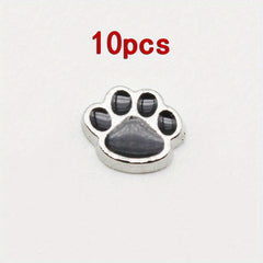 Pet Photo Frame Glass Charm I Love Dogs Dog Paw Bone Floating Animal 10 Pack